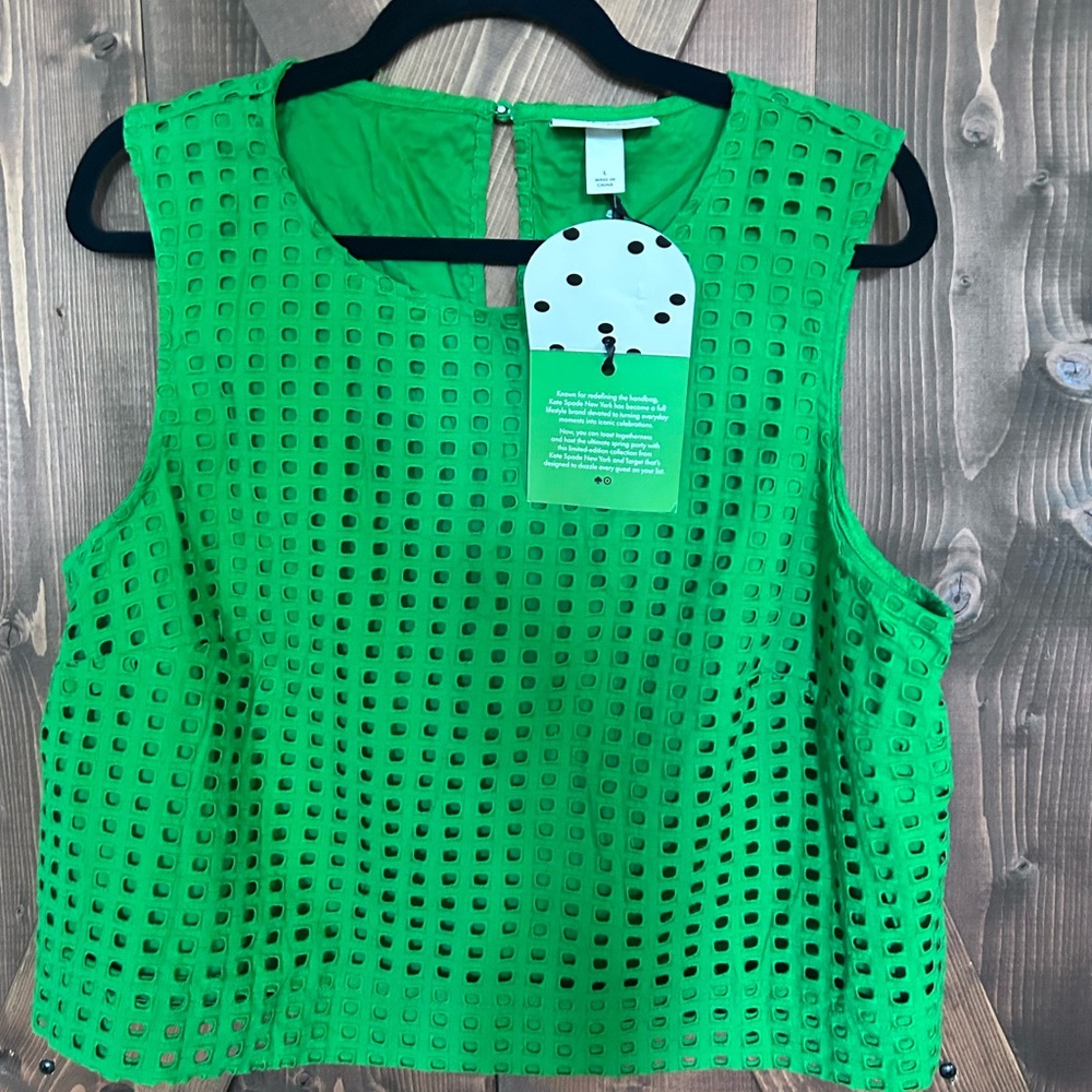 Kate Spade Vibrant Green Eyelet Tank Top